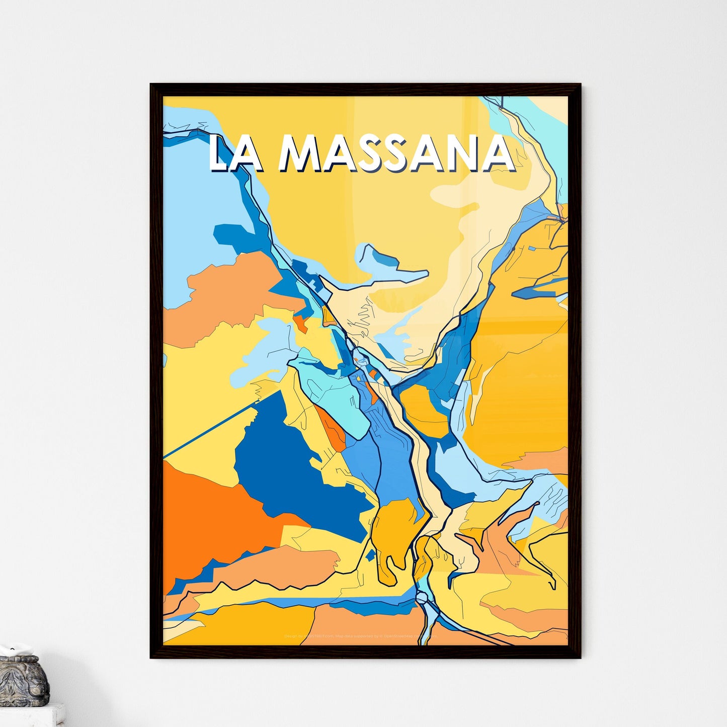 LA MASSANA ANDORRA Vibrant Colorful Art Map Poster Blue Orange