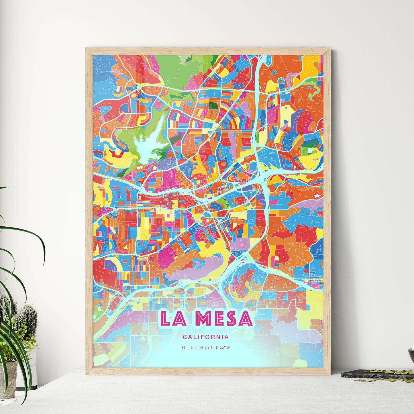 Colorful La Mesa California Fine Art Map Crazy Colors