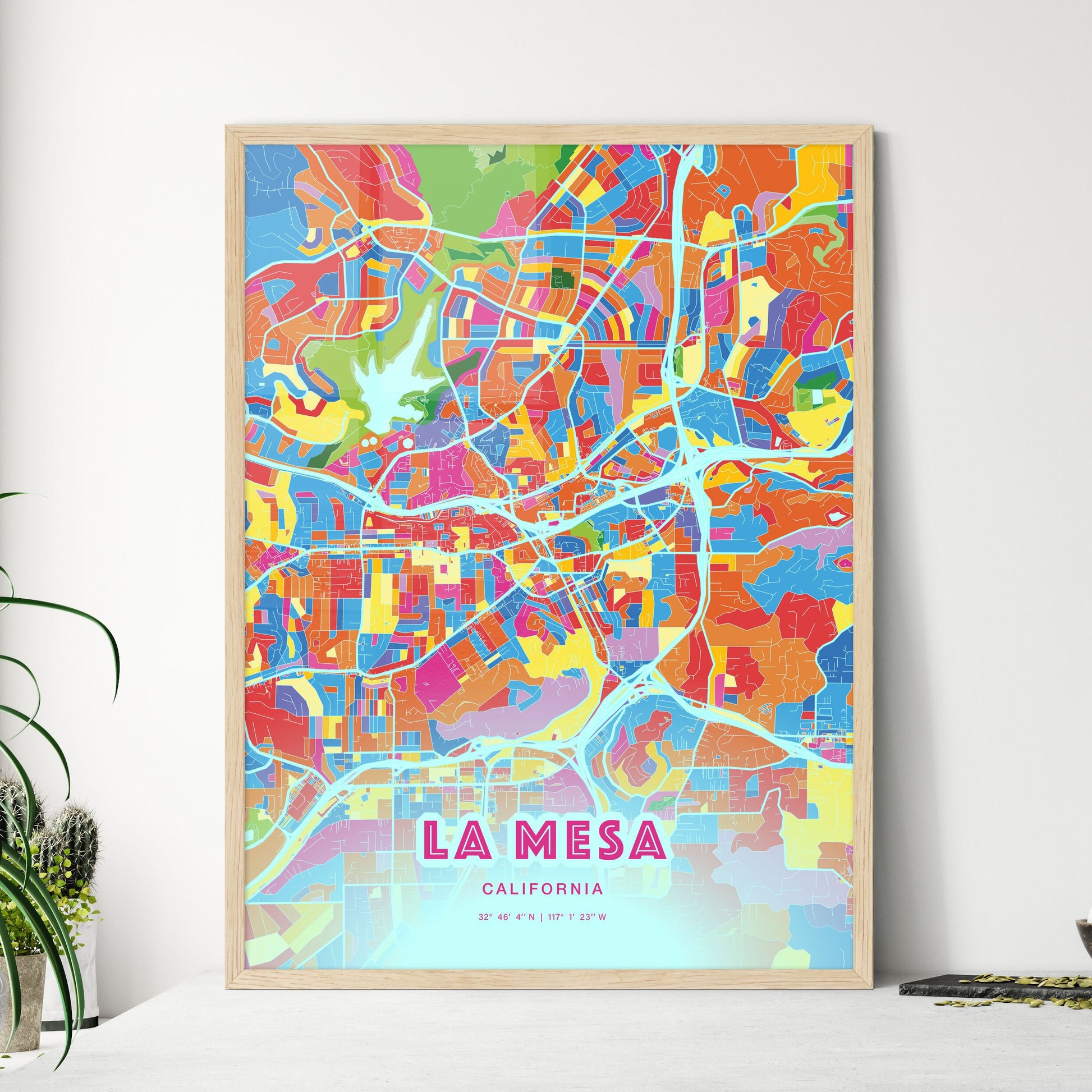 Colorful La Mesa California Fine Art Map Crazy Colors