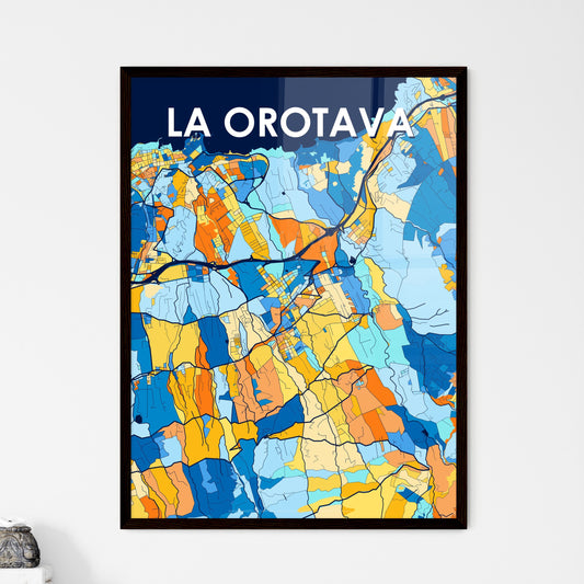 LA OROTAVA SPAIN Vibrant Colorful Art Map Poster Blue Orange