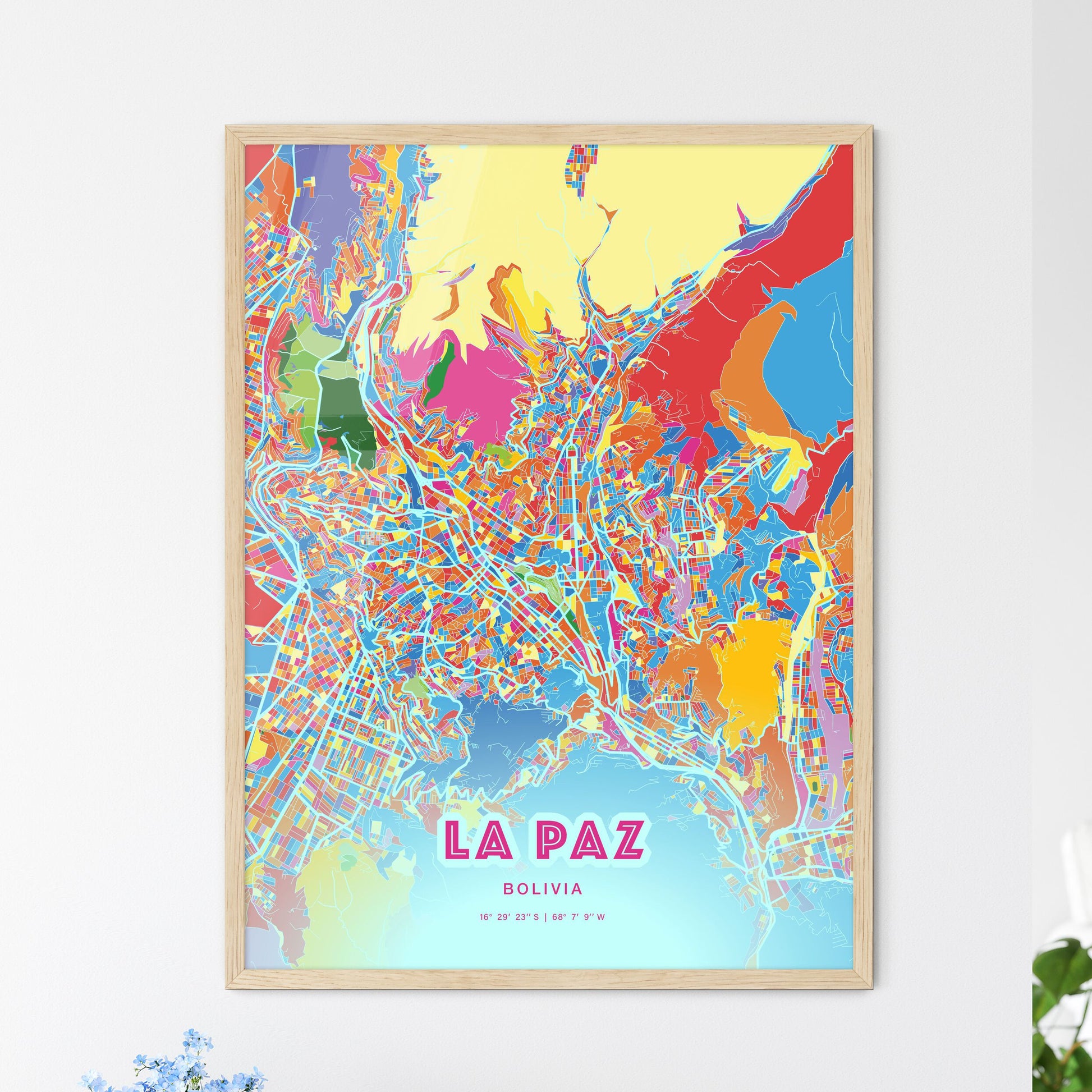 Colorful La Paz Bolivia Fine Art Map Crazy Colors