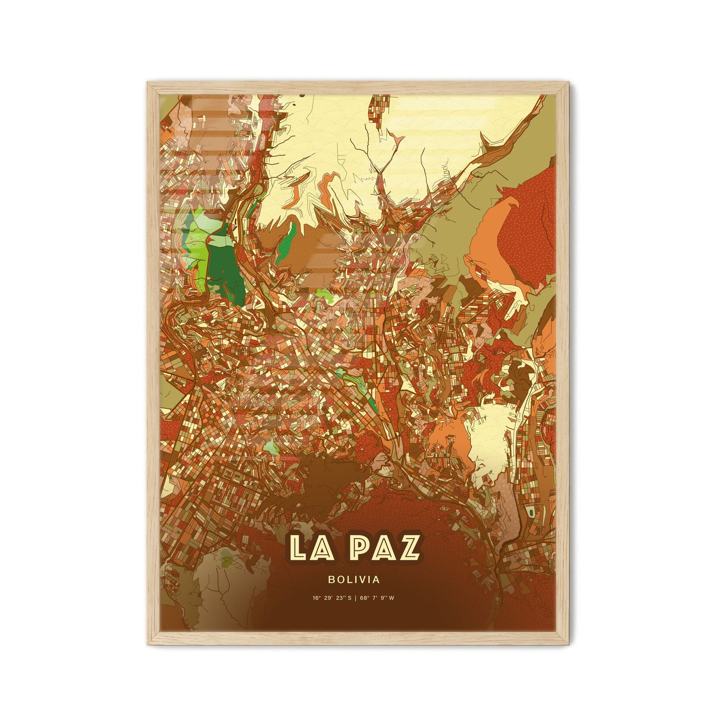 Colorful La Paz Bolivia Fine Art Map Farmhouse