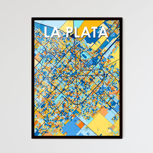 LA PLATA ARGENTINA Vibrant Colorful Art Map Poster Blue Orange