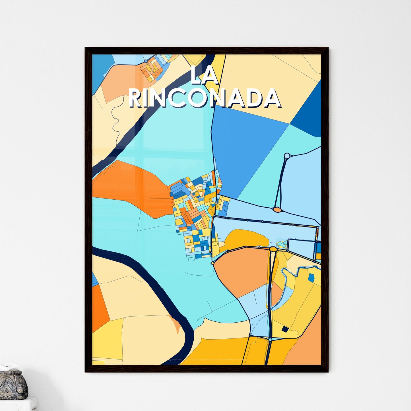 LA RINCONADA SPAIN Vibrant Colorful Art Map Poster Blue Orange