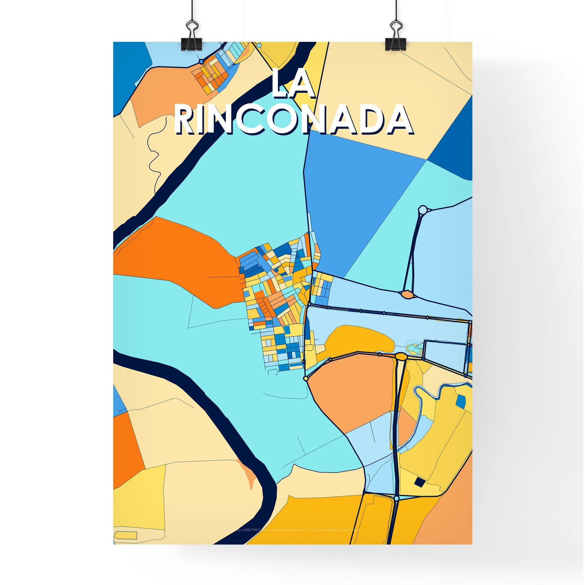 LA RINCONADA SPAIN Vibrant Colorful Art Map Poster Blue Orange