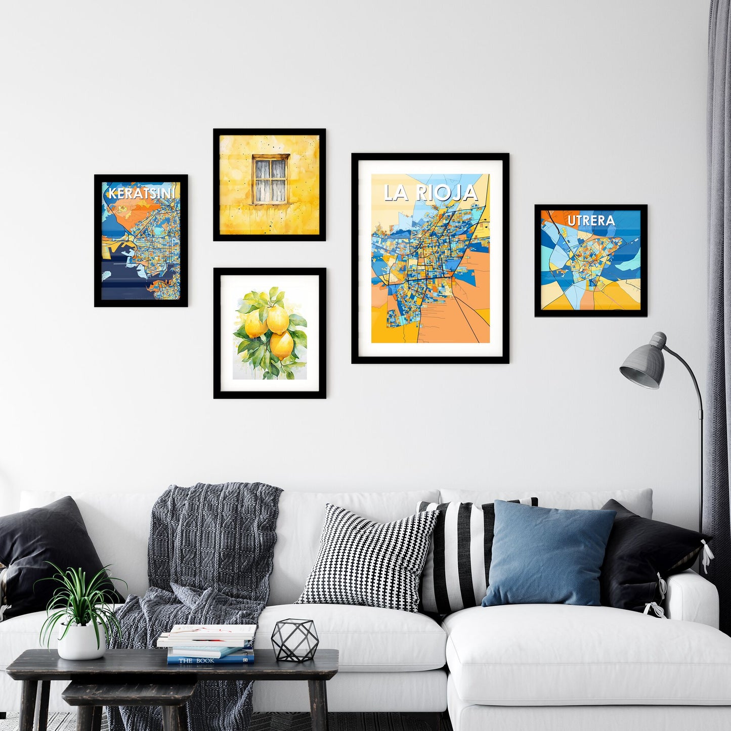 LA RIOJA ARGENTINA Vibrant Colorful Art Map Poster Blue Orange