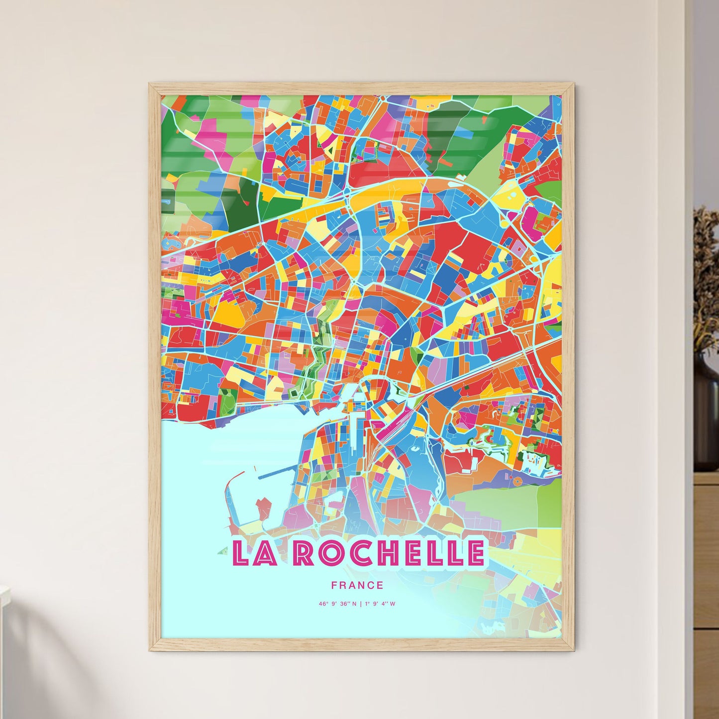 Colorful La Rochelle France Fine Art Map Crazy Colors