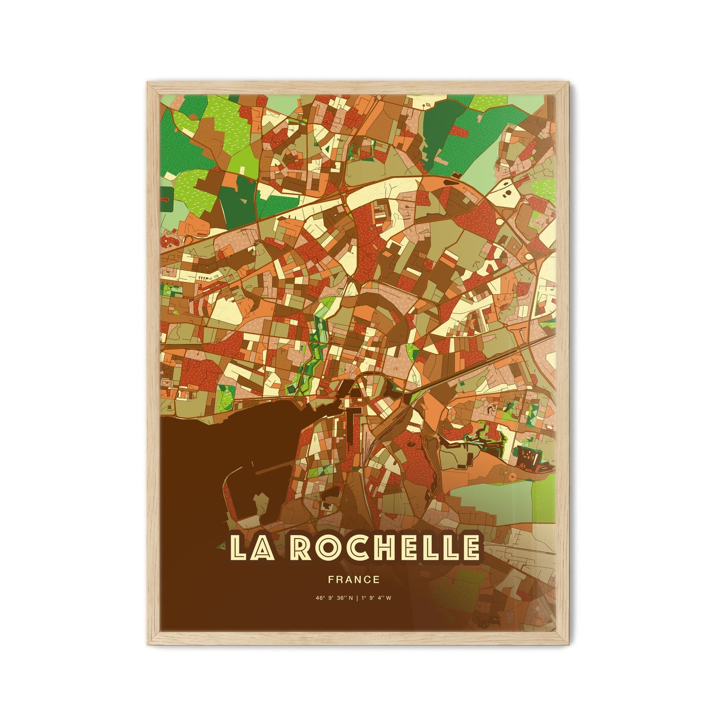 Colorful La Rochelle France Fine Art Map Farmhouse