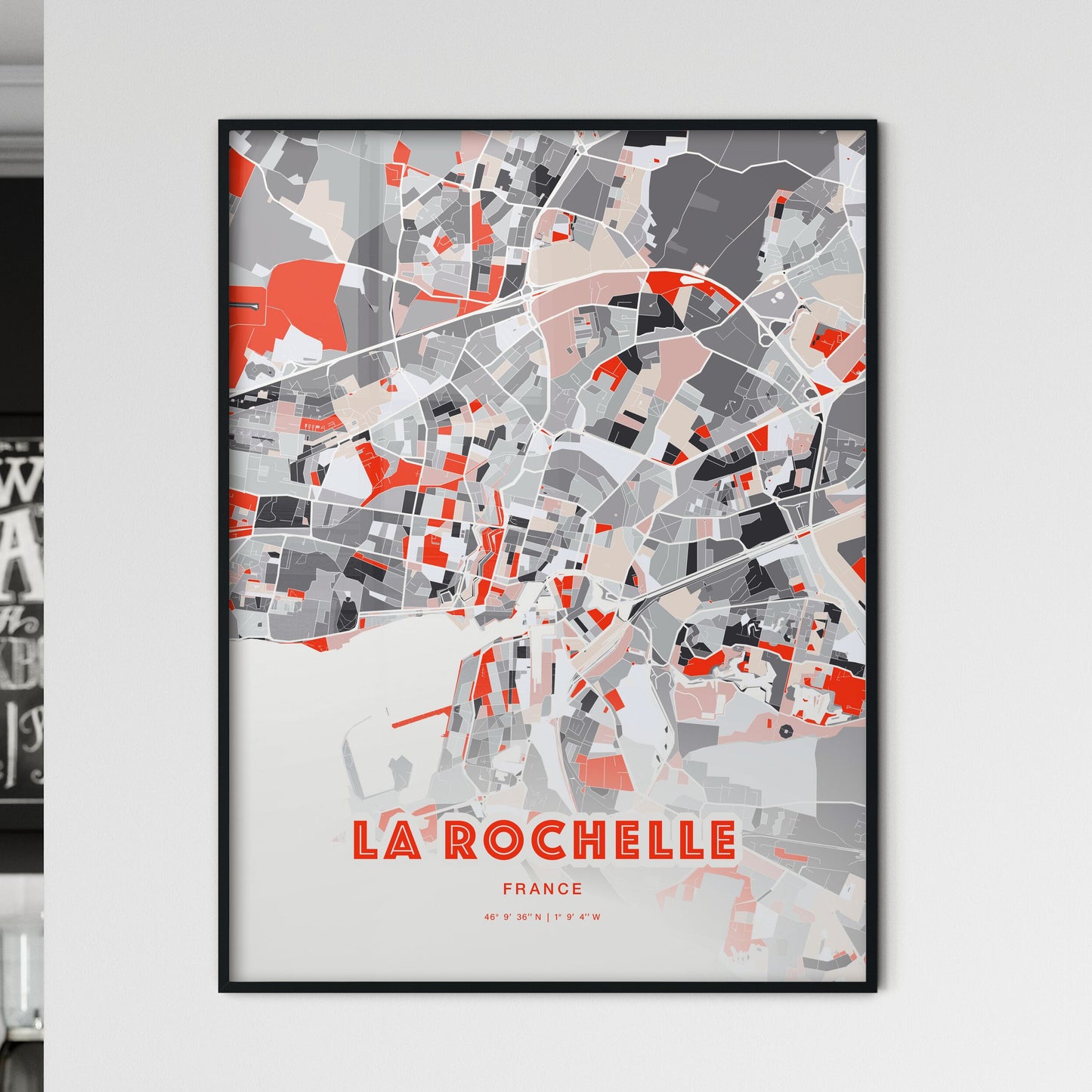 Colorful La Rochelle France Fine Art Map Modern Expressive