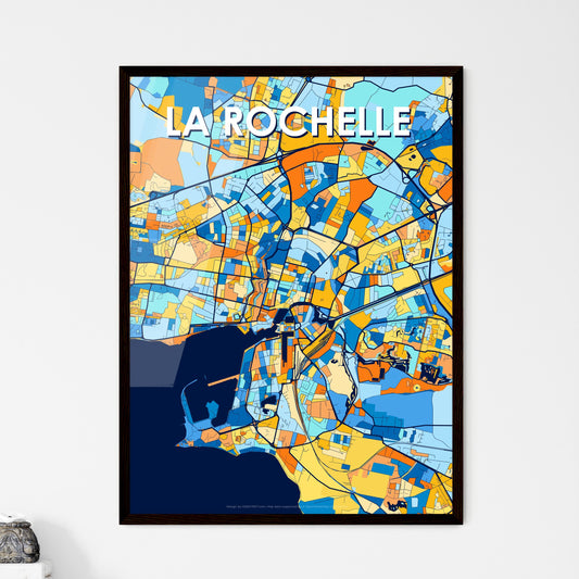 LA ROCHELLE FRANCE Vibrant Colorful Art Map Poster Blue Orange