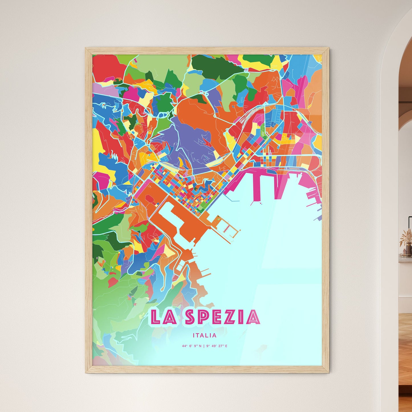 Colorful La Spezia Italy Fine Art Map Crazy Colors