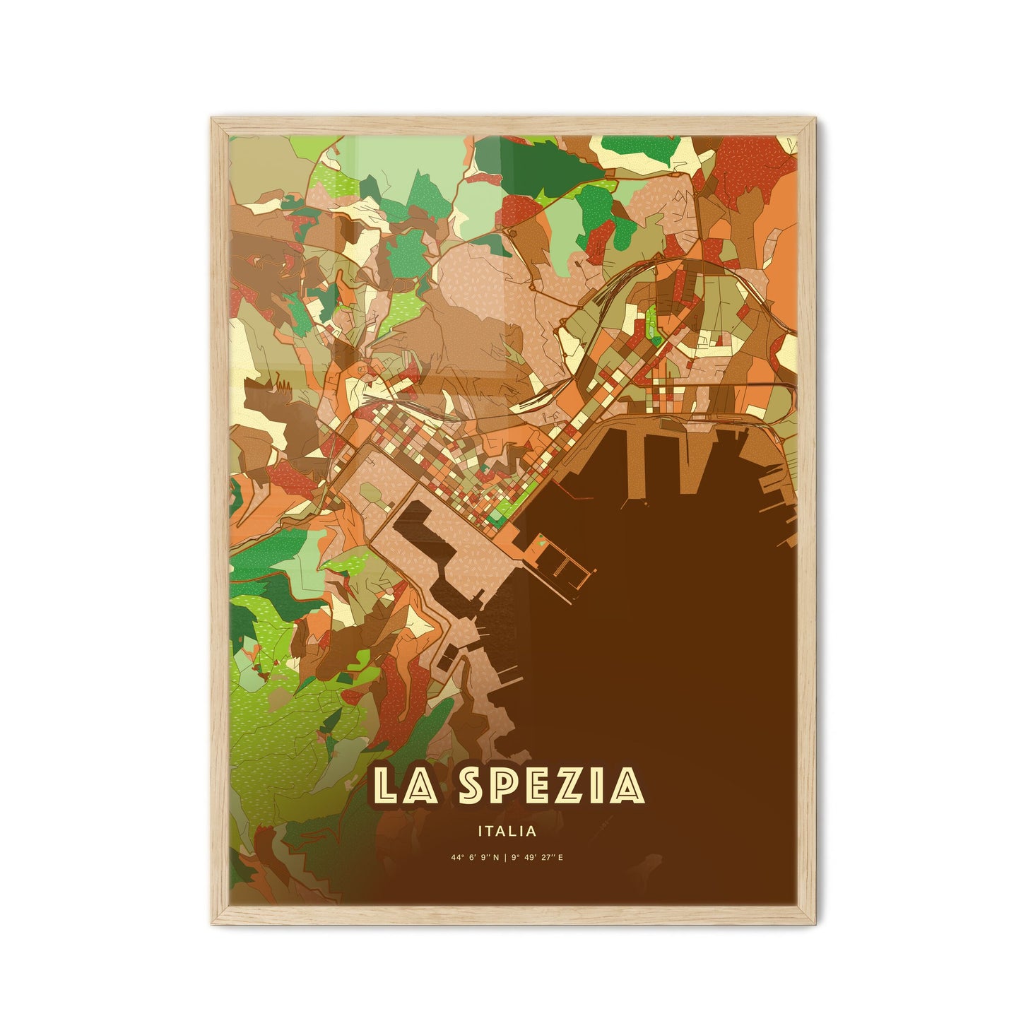 Colorful La Spezia Italy Fine Art Map Farmhouse