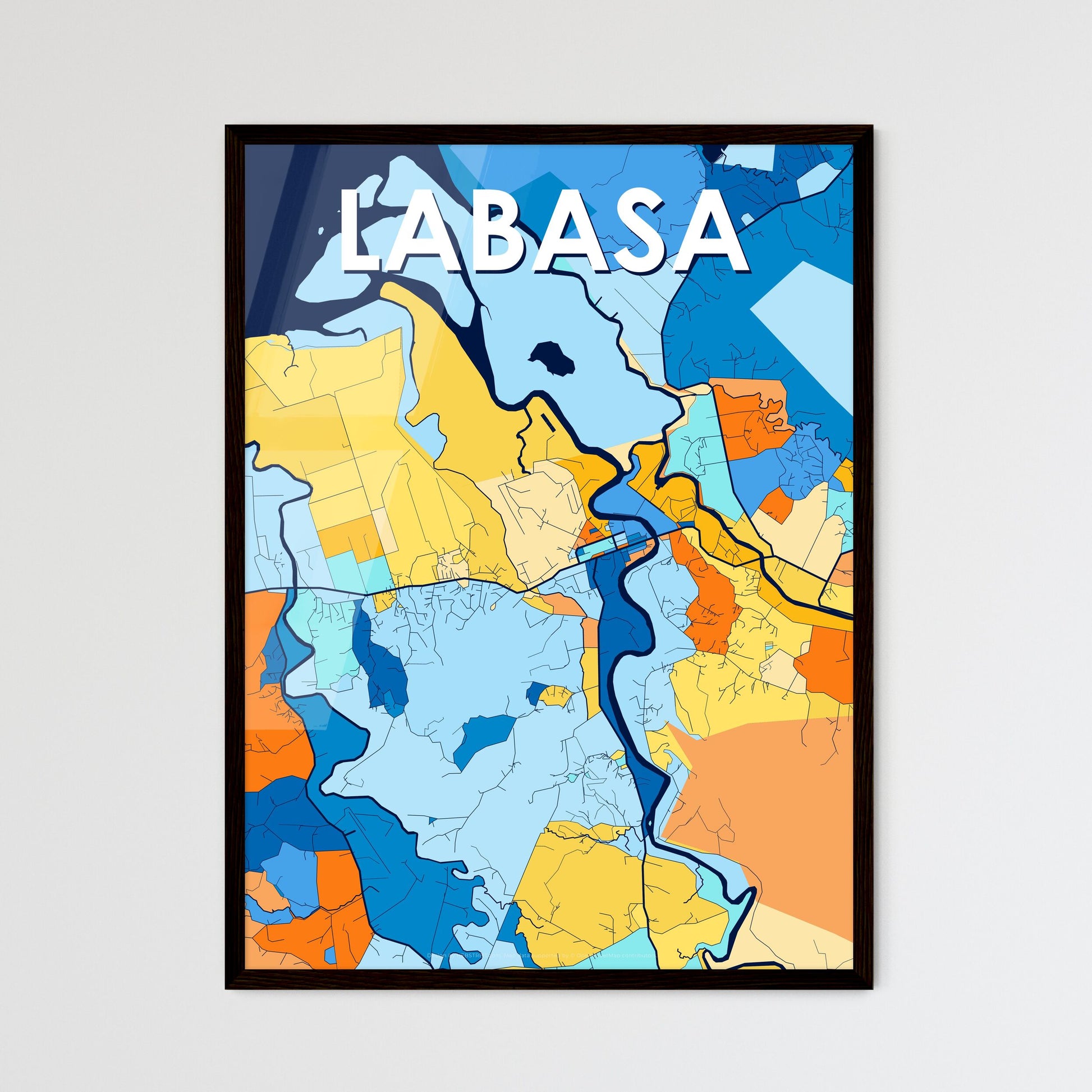 LABASA FIJI Vibrant Colorful Art Map Poster Blue Orange