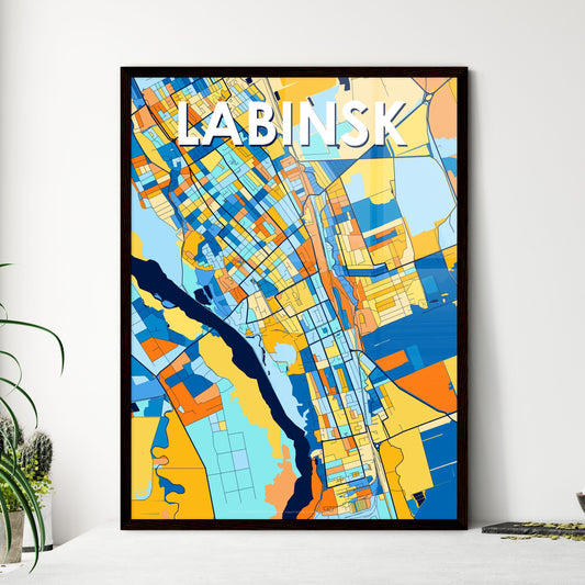 LABINSK RUSSIA Vibrant Colorful Art Map Poster Blue Orange