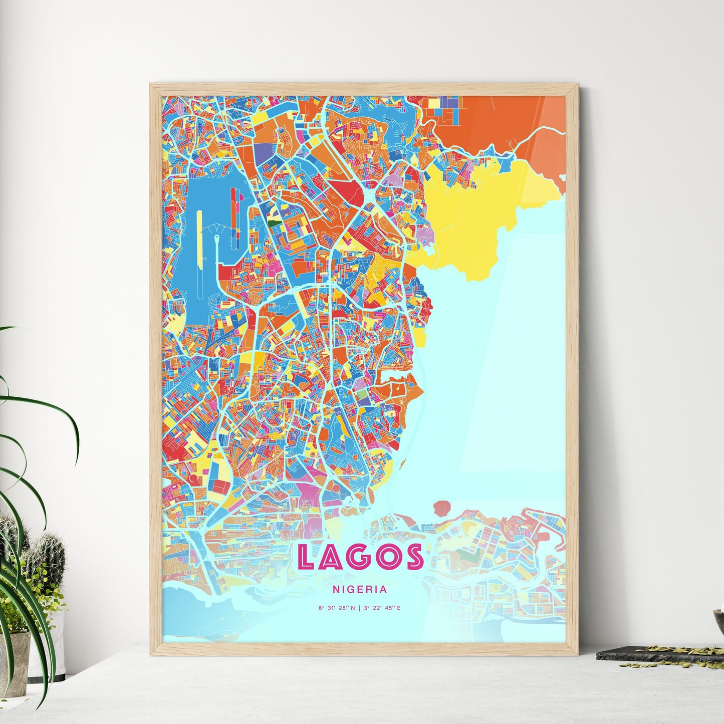 Colorful Lagos Nigeria Fine Art Map Crazy Colors