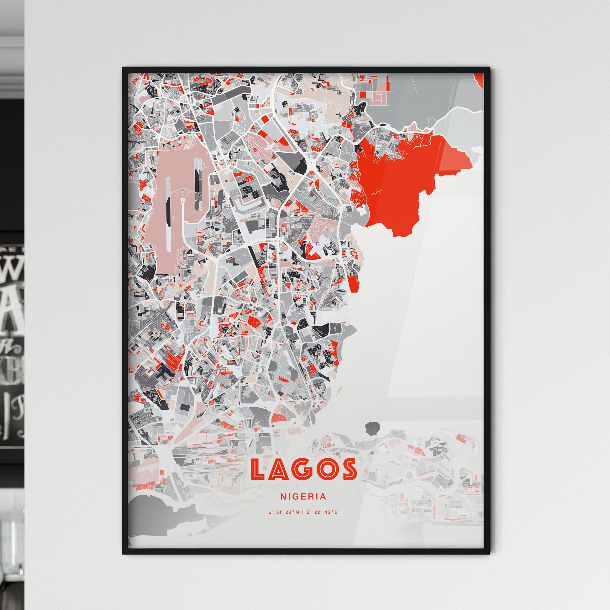 Colorful Lagos Nigeria Fine Art Map Modern Expressive