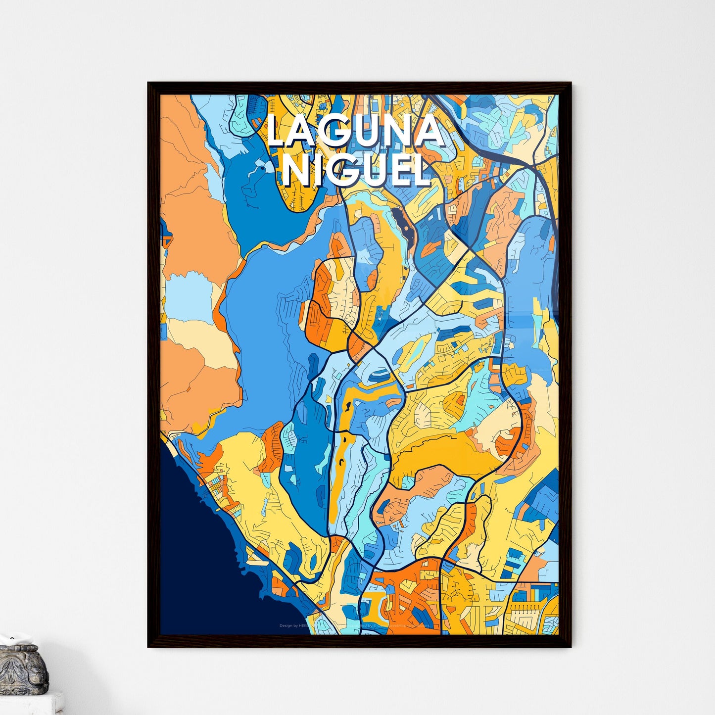 LAGUNA NIGUEL CALIFORNIA Vibrant Colorful Art Map Poster Blue Orange