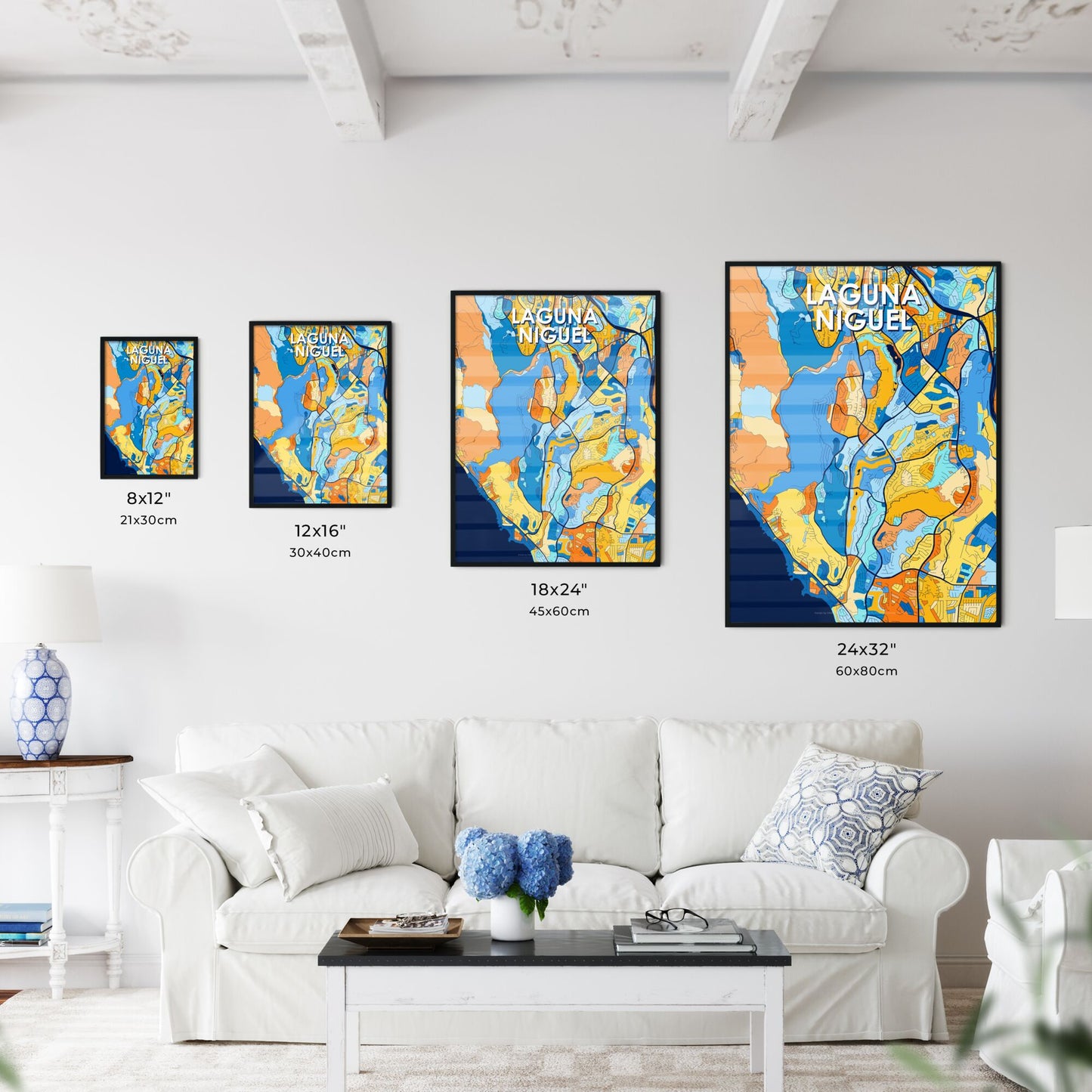 LAGUNA NIGUEL CALIFORNIA Vibrant Colorful Art Map Poster Blue Orange