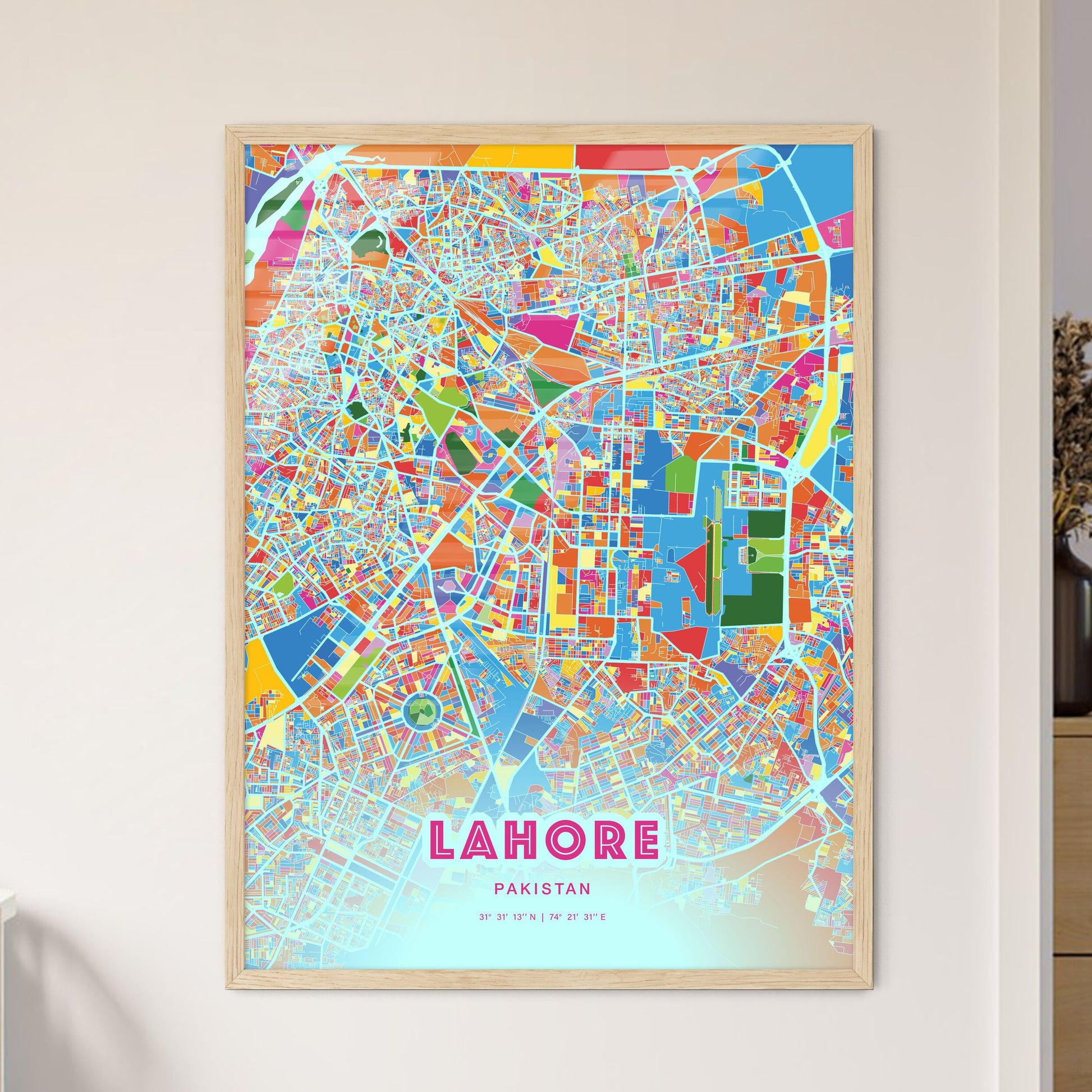 Colorful Lahore Pakistan Fine Art Map Crazy Colors