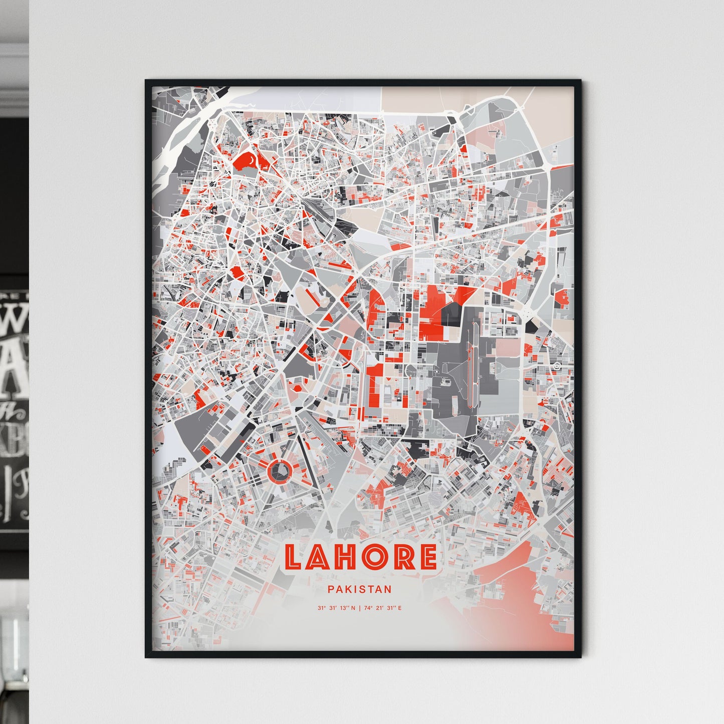 Colorful Lahore Pakistan Fine Art Map Modern Expressive