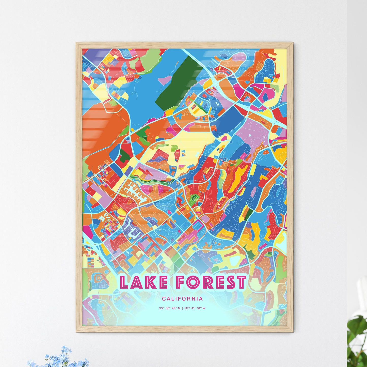 Colorful Lake Forest California Fine Art Map Crazy Colors
