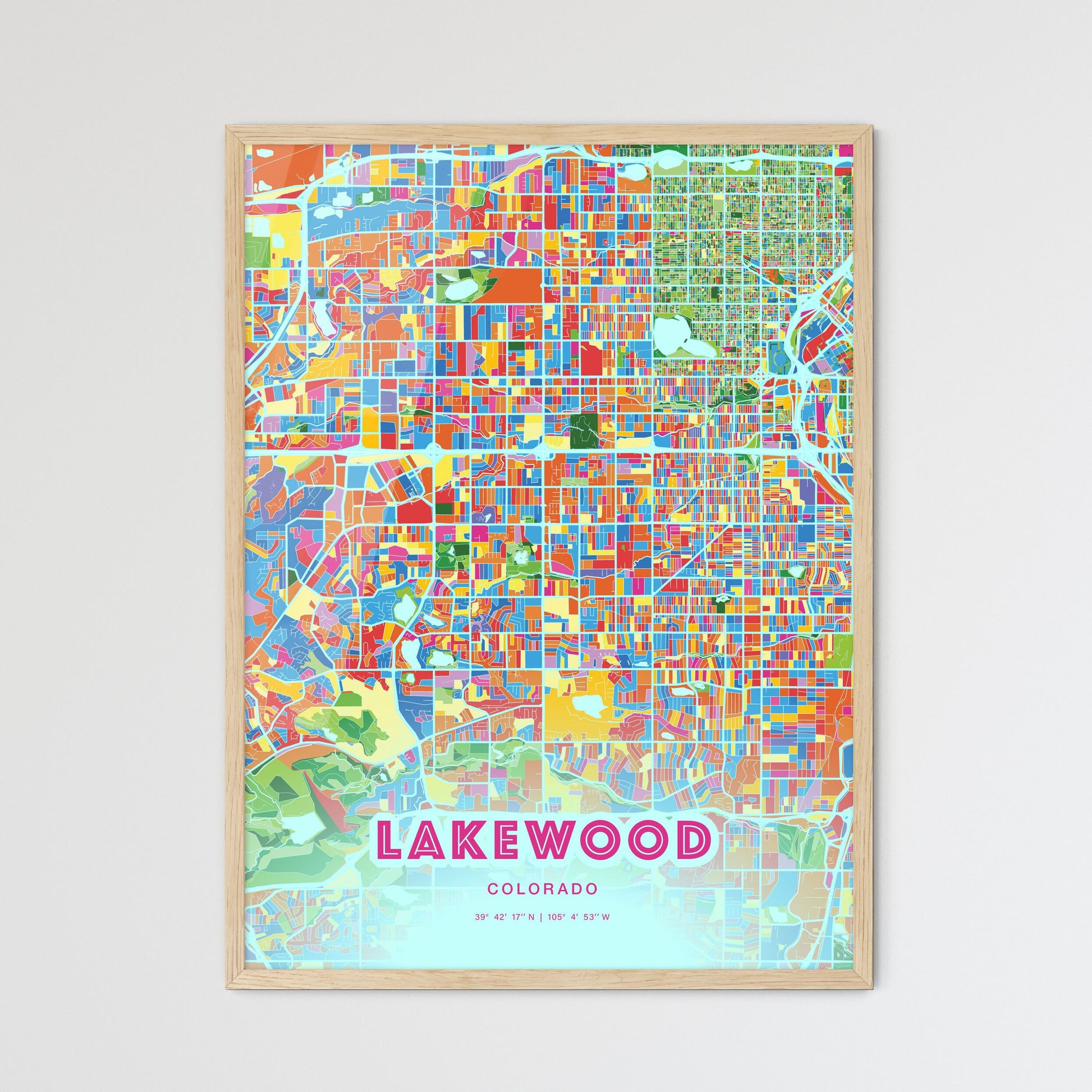 Colorful Lakewood Colorado Fine Art Map Crazy Colors