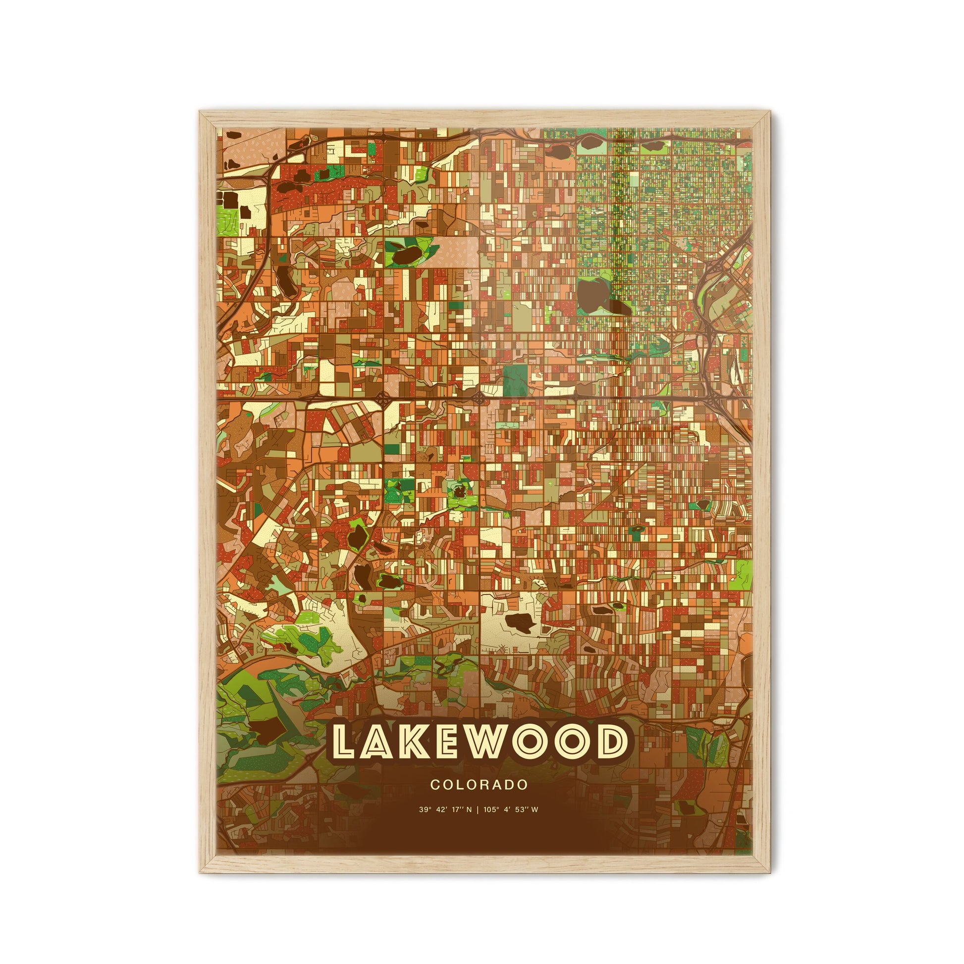 Colorful Lakewood Colorado Fine Art Map Farmhouse