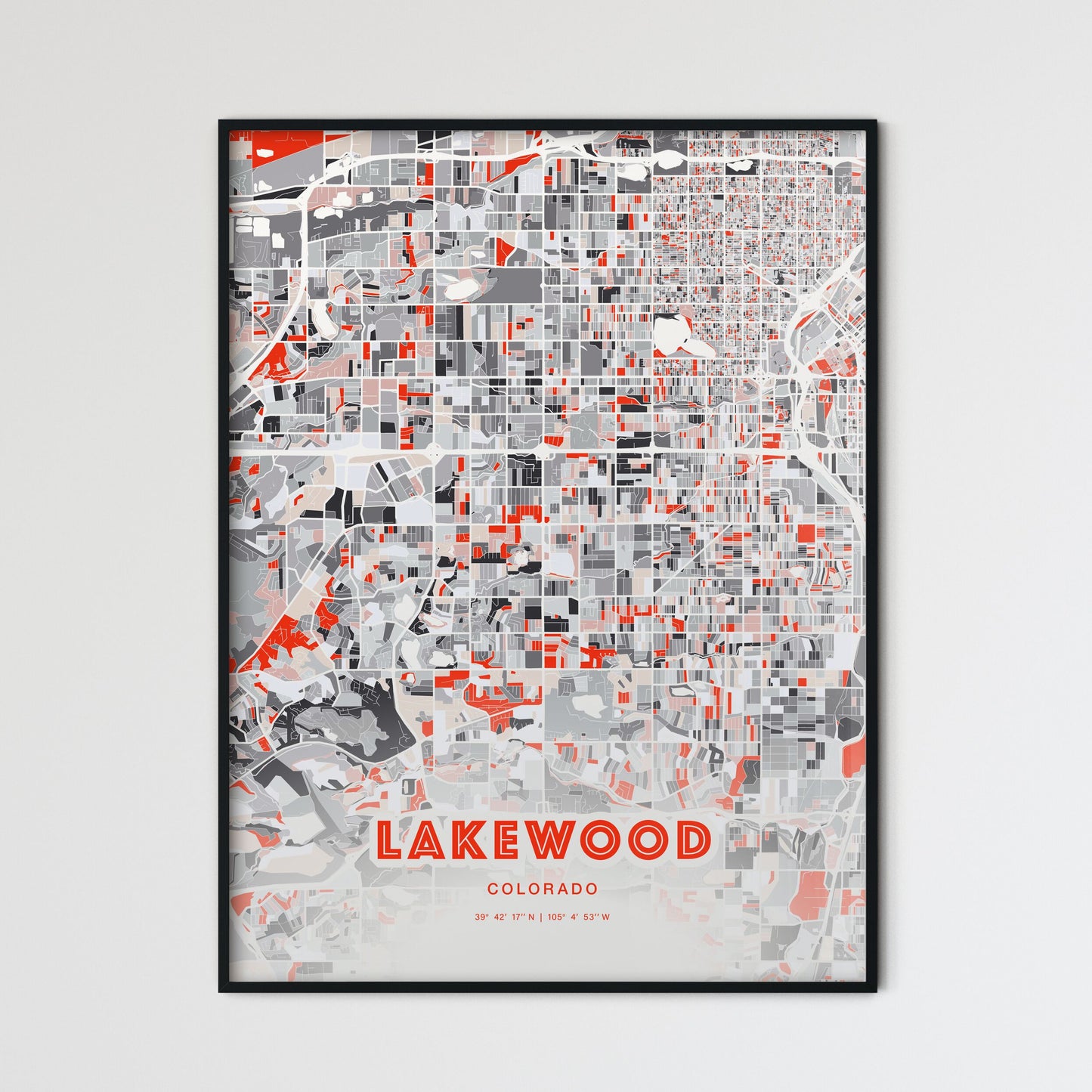 Colorful Lakewood Colorado Fine Art Map Modern Expressive