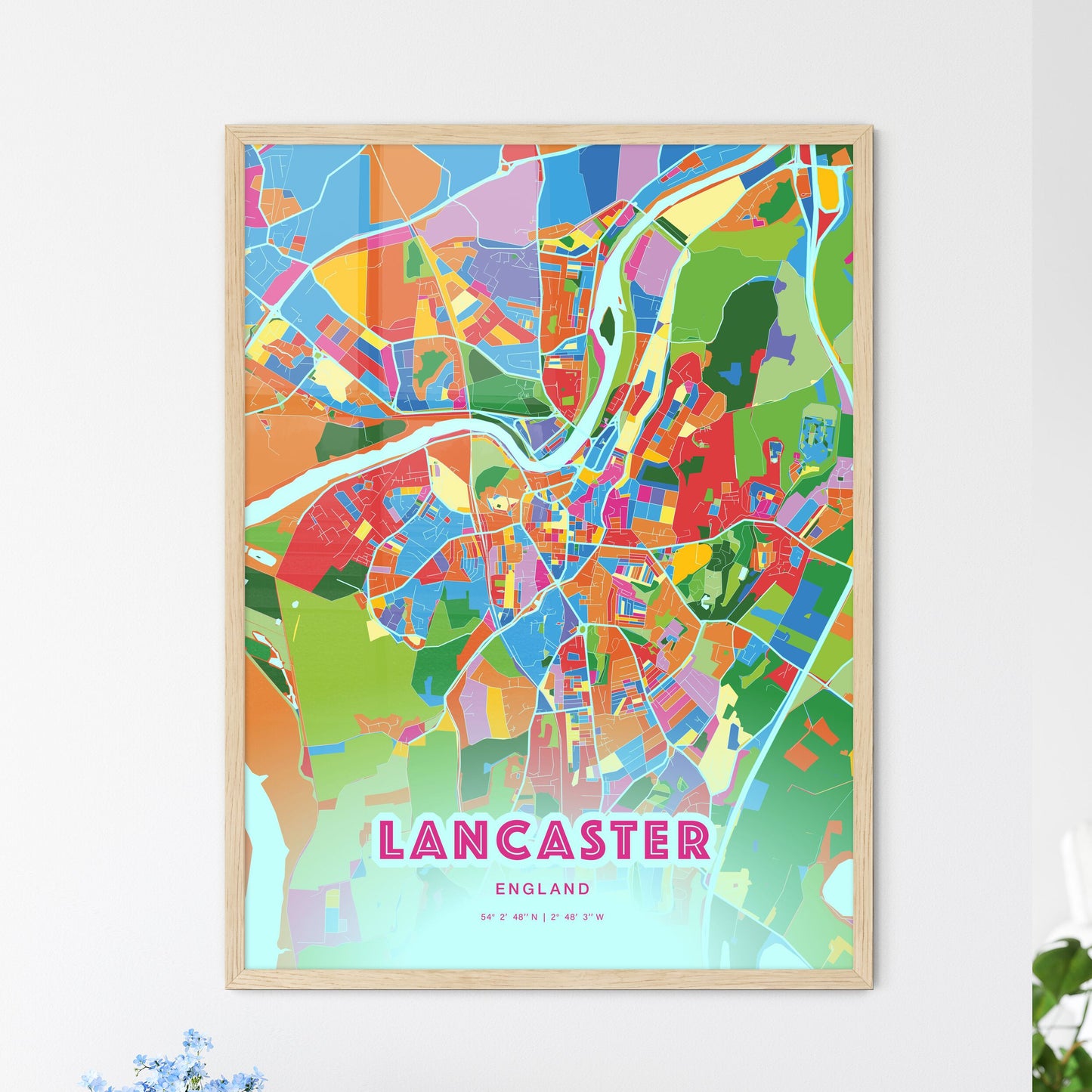 Colorful Lancaster England Fine Art Map Crazy Colors