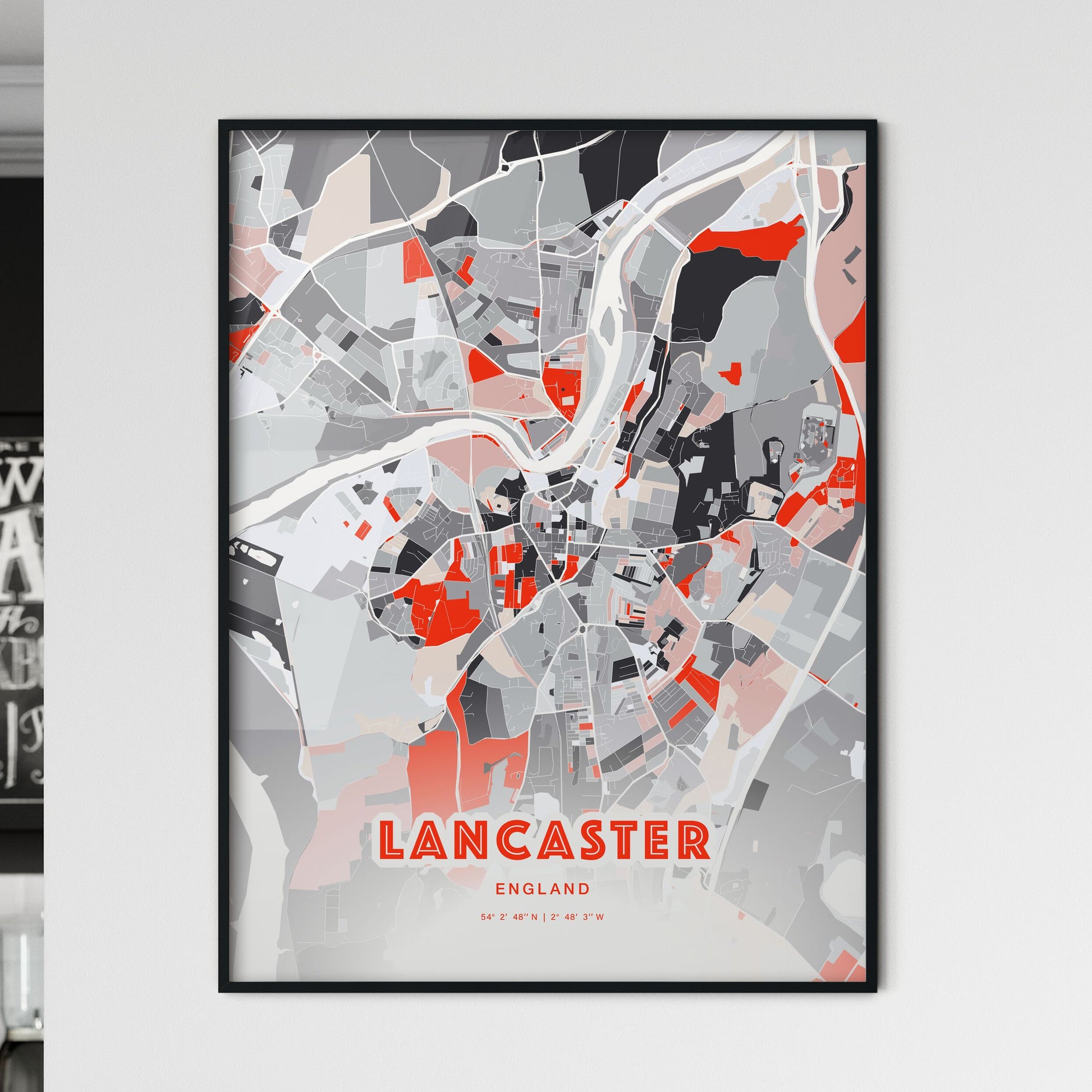 Colorful Lancaster England Fine Art Map Modern Expressive