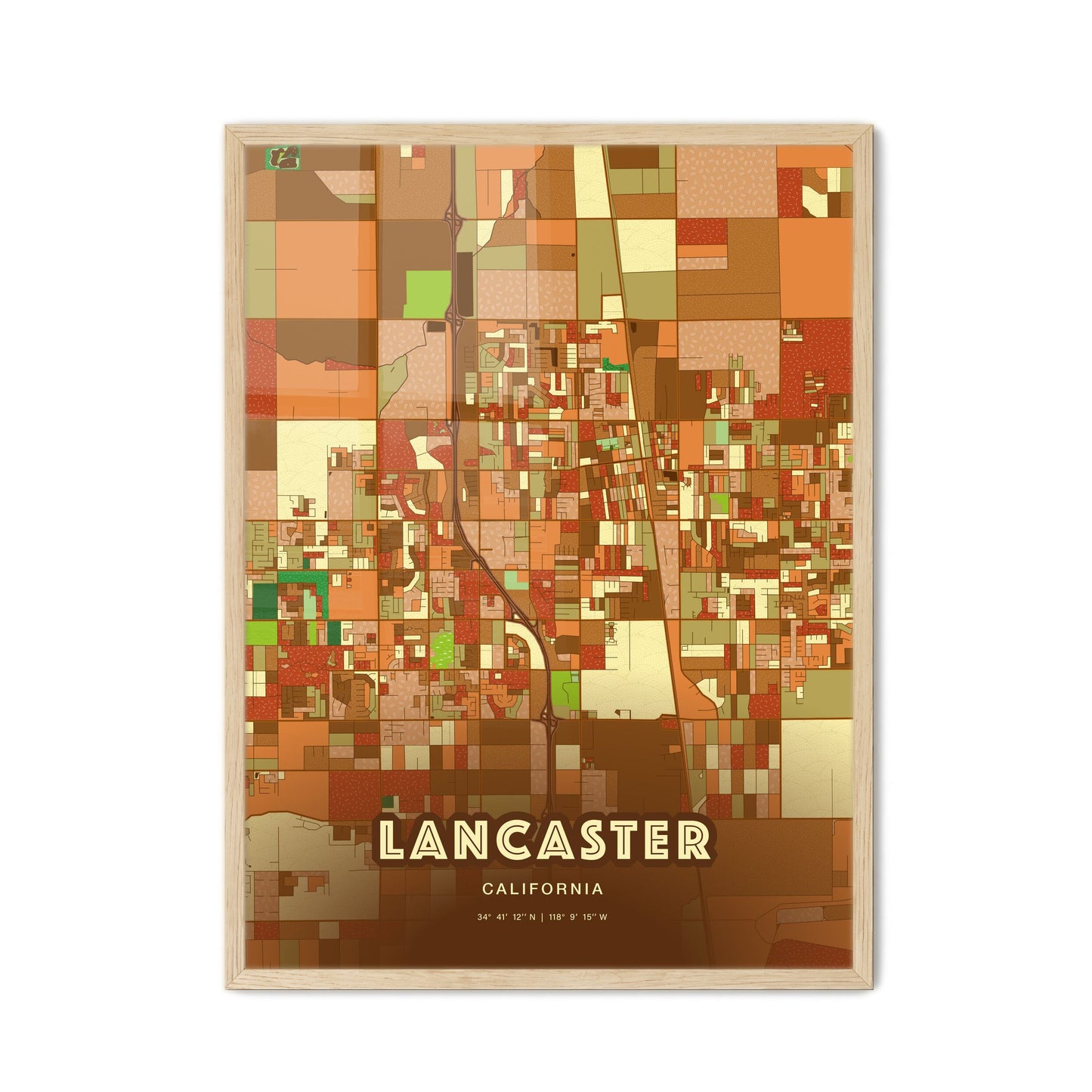 Colorful Lancaster California Fine Art Map Farmhouse