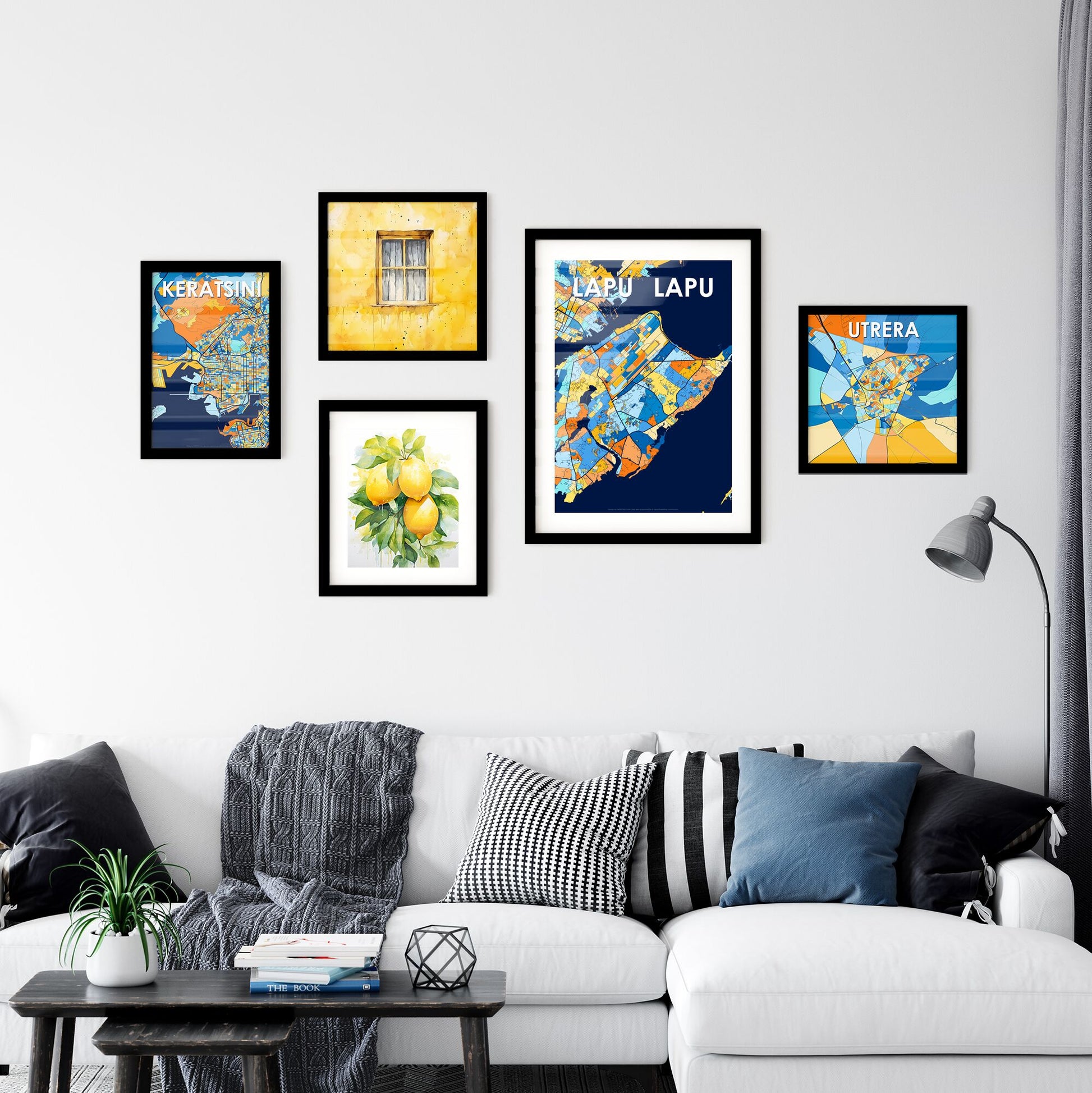 LAPU‑LAPU PHILIPPINES Vibrant Colorful Art Map Poster Blue Orange