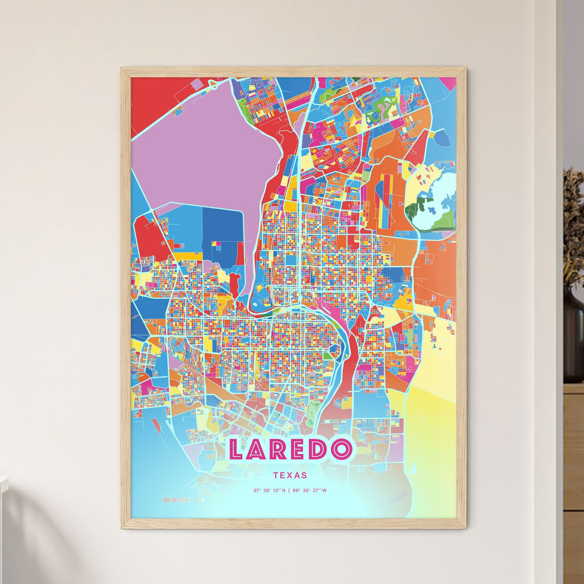 Colorful Laredo Texas Fine Art Map Crazy Colors