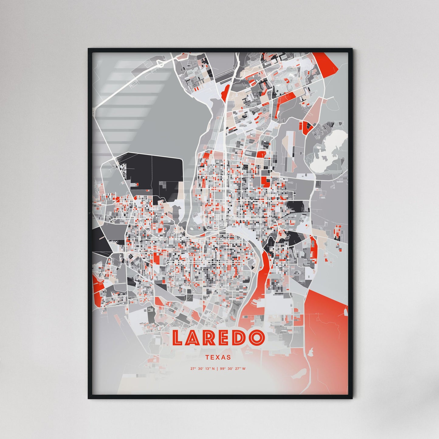 Colorful Laredo Texas Fine Art Map Modern Expressive