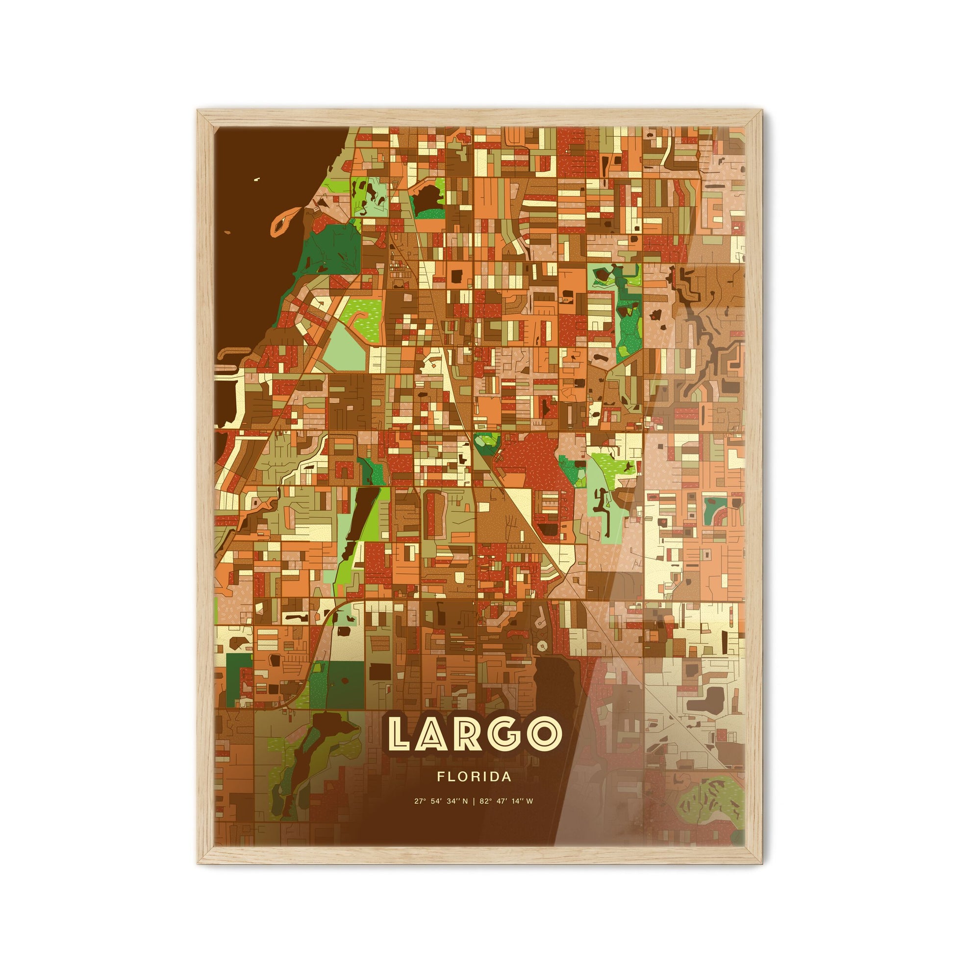 Colorful Largo Florida Fine Art Map Farmhouse