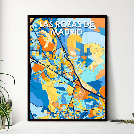 LAS ROZAS DE MADRID SPAIN Vibrant Colorful Art Map Poster Blue Orange