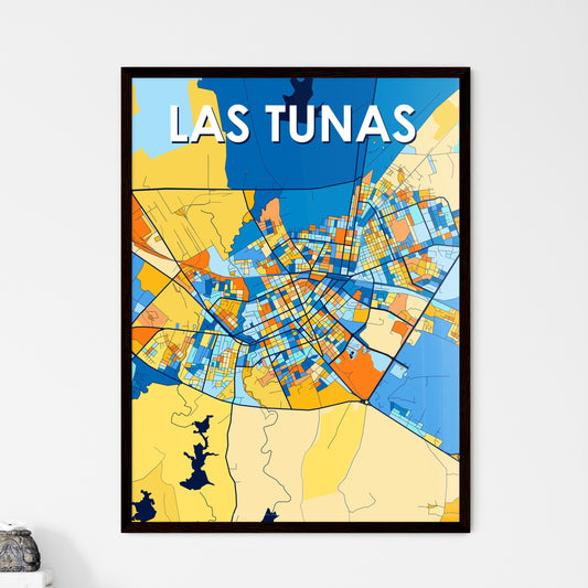 LAS TUNAS CUBA Vibrant Colorful Art Map Poster Blue Orange