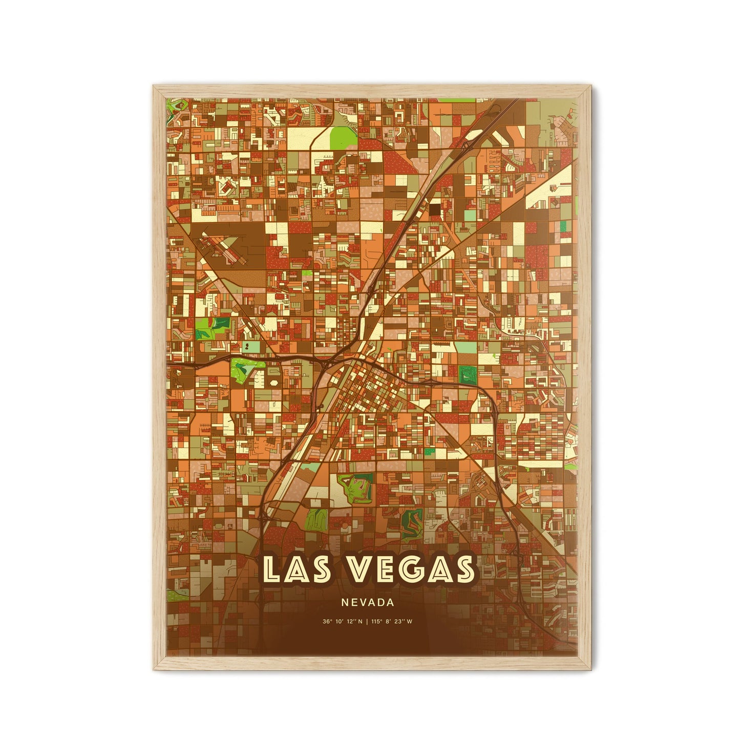 Colorful Las Vegas Nevada Fine Art Map Farmhouse