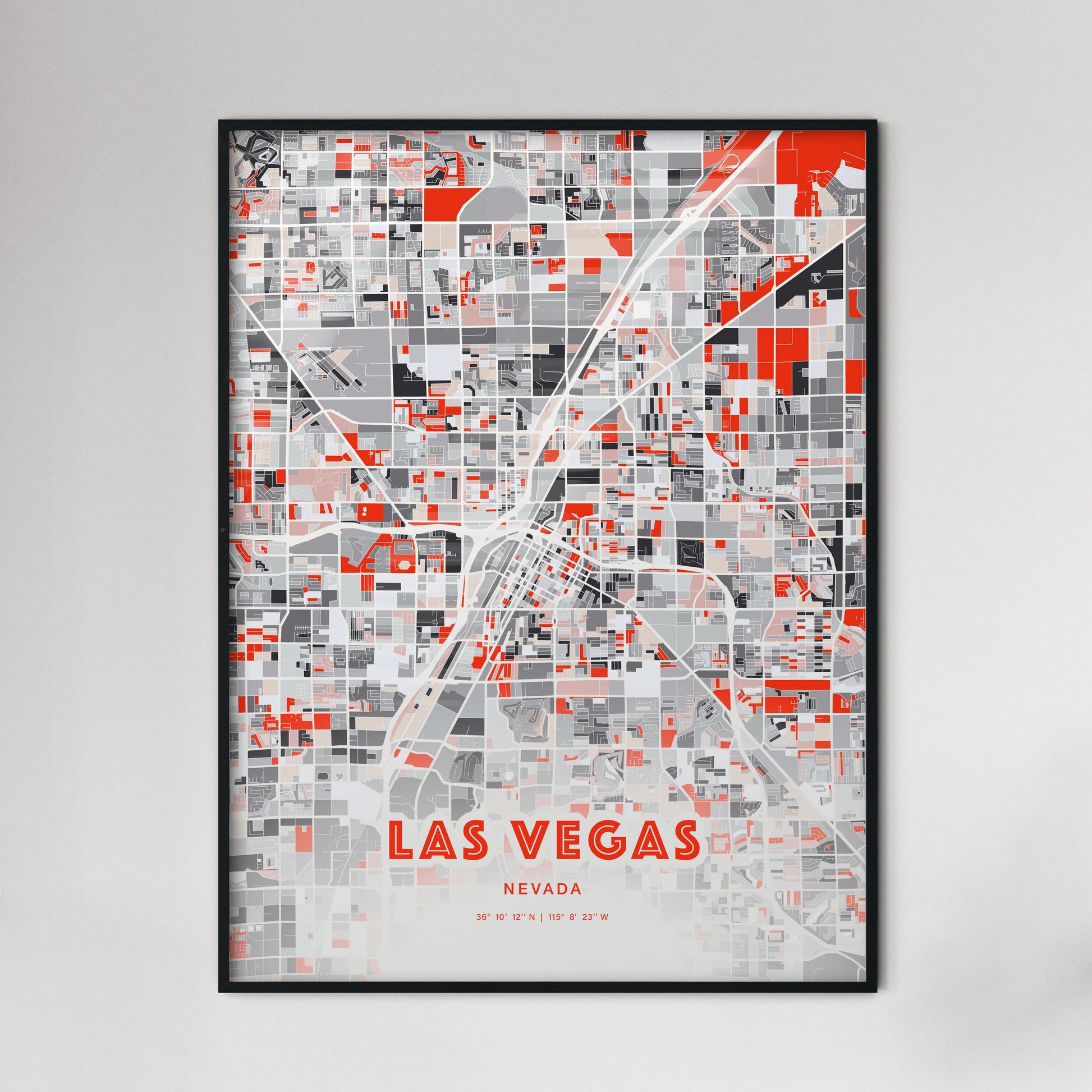 Colorful Las Vegas Nevada Fine Art Map Modern Expressive