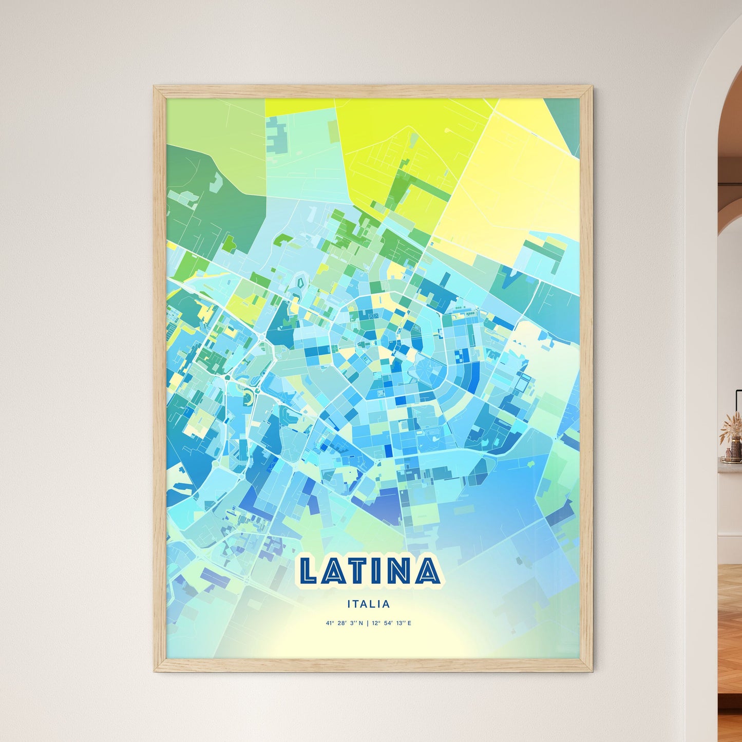 Colorful Latina Italy Fine Art Map Cool Blue