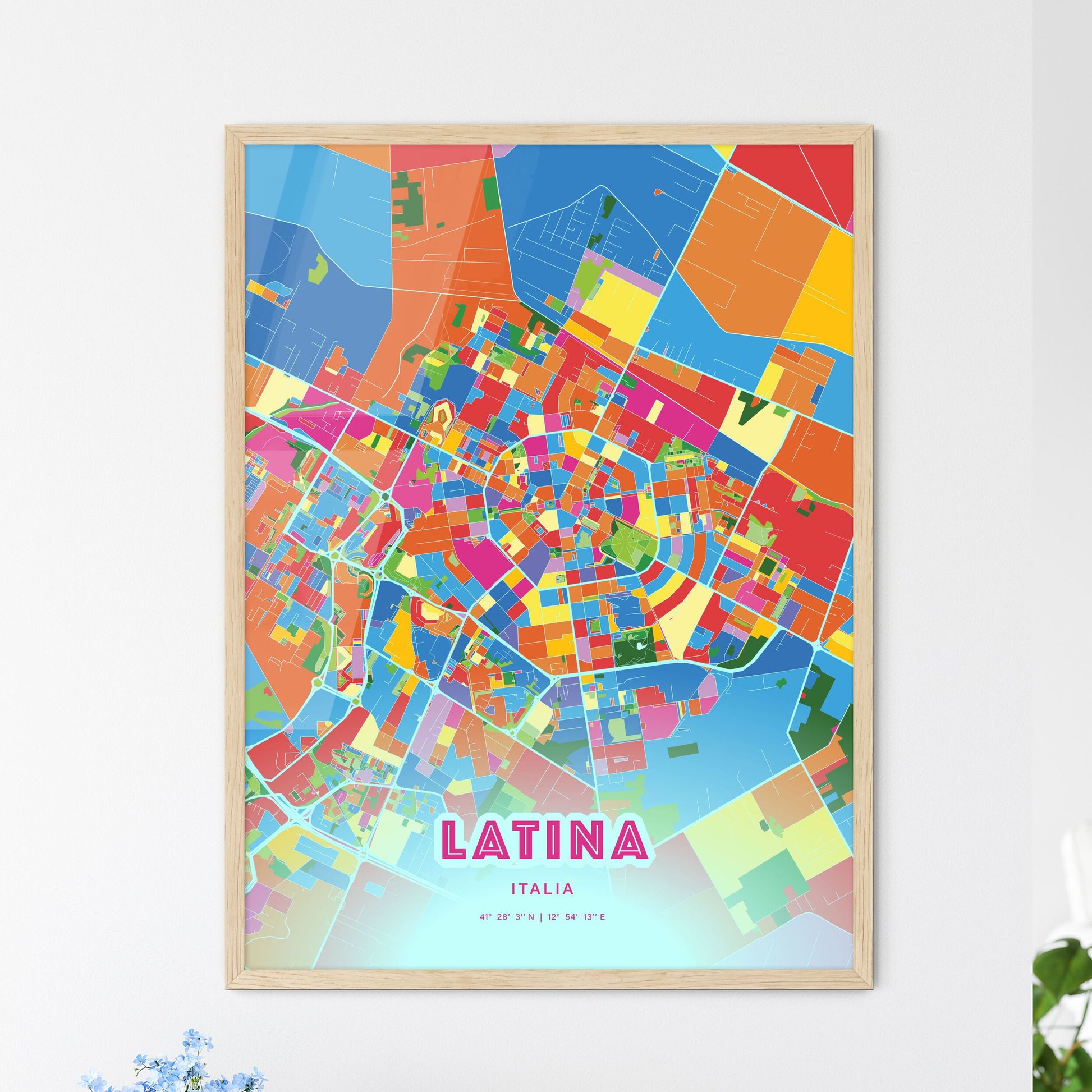 Colorful Latina Italy Fine Art Map Crazy Colors