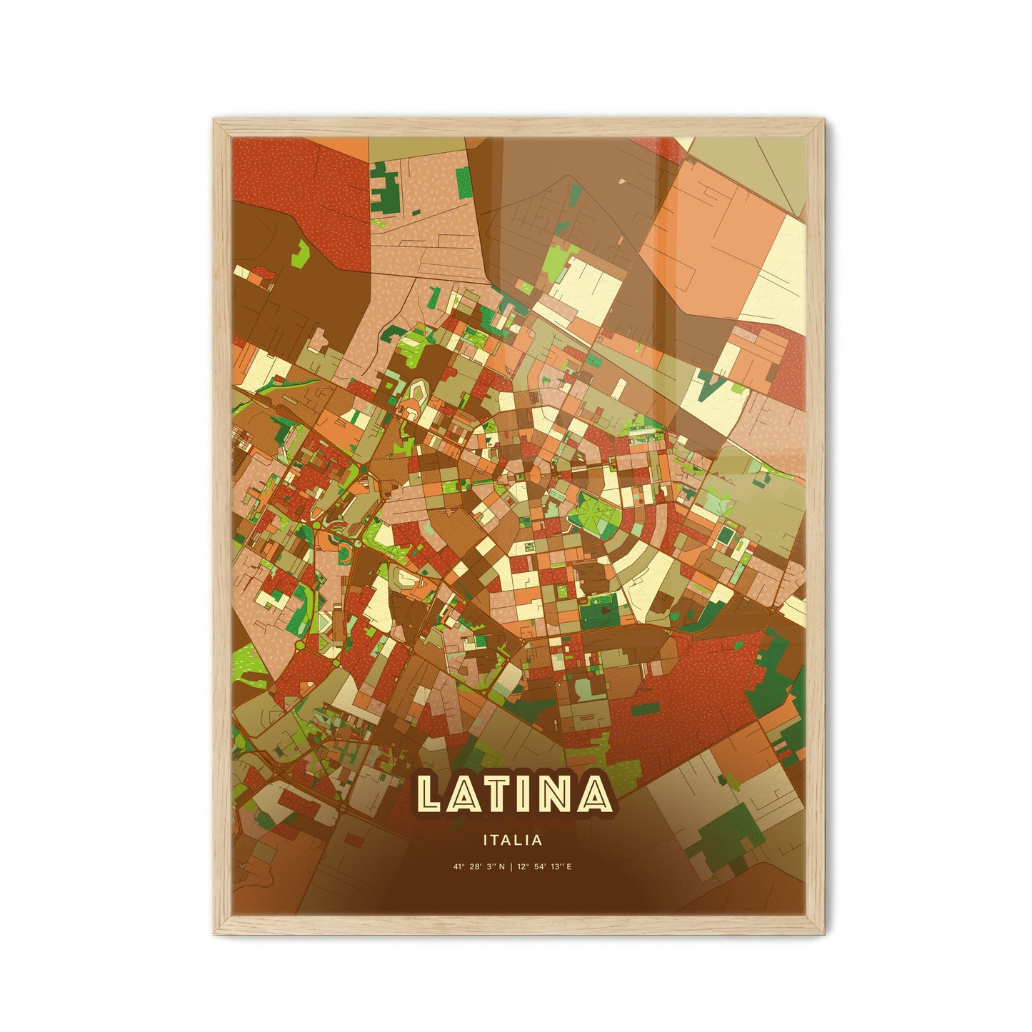 Colorful Latina Italy Fine Art Map Farmhouse