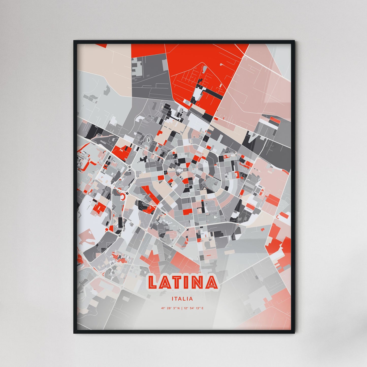 Colorful Latina Italy Fine Art Map Modern Expressive