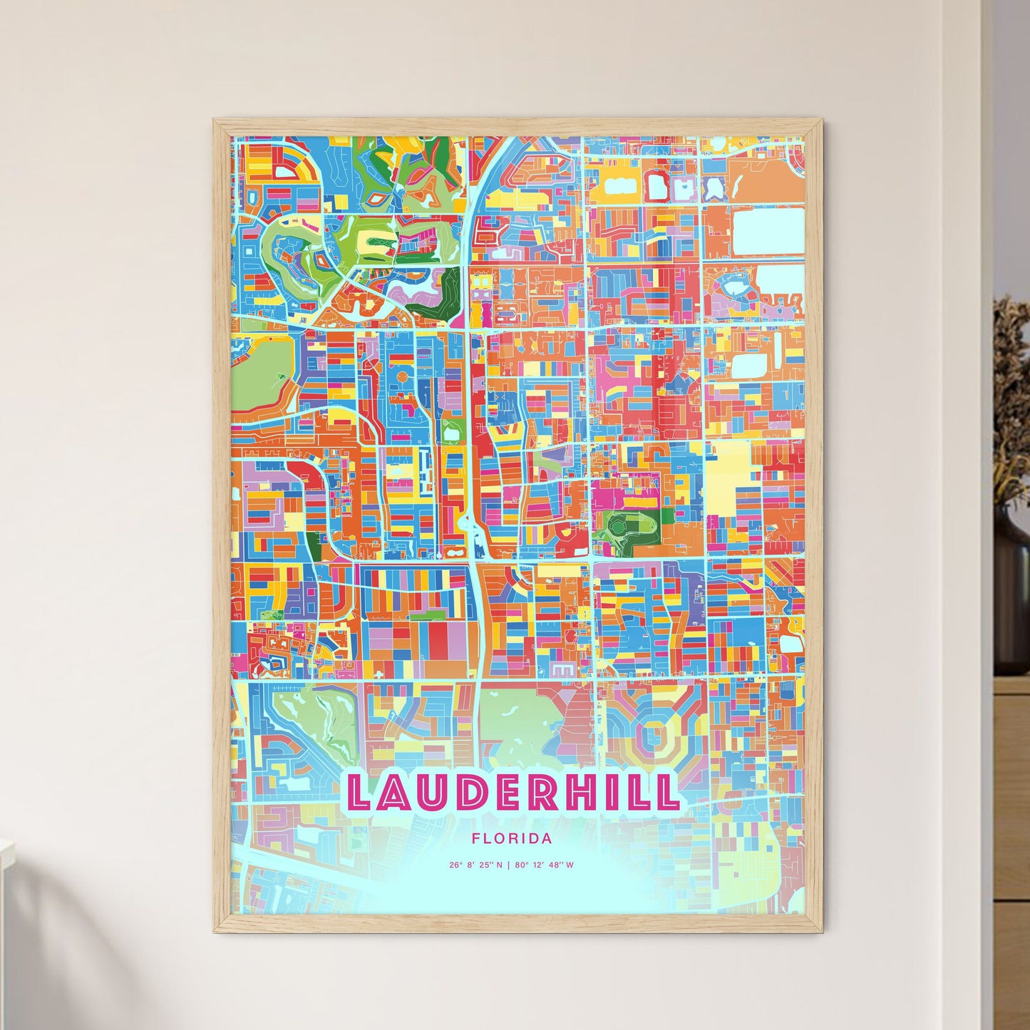 Colorful Lauderhill Florida Fine Art Map Crazy Colors