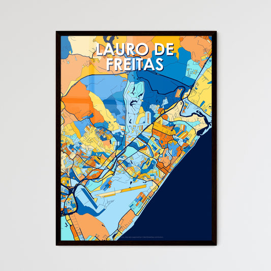 LAURO DE FREITAS BRAZIL Vibrant Colorful Art Map Poster Blue Orange