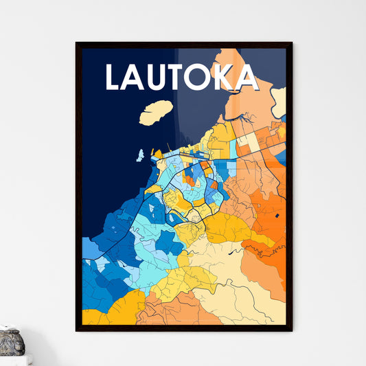 LAUTOKA FIJI Vibrant Colorful Art Map Poster Blue Orange