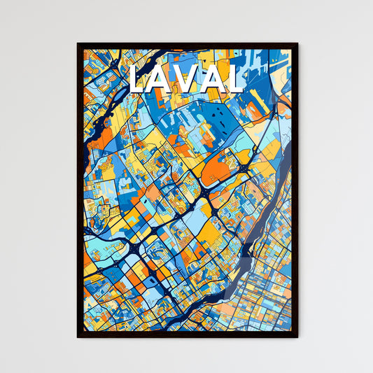 LAVAL CANADA Vibrant Colorful Art Map Poster Blue Orange