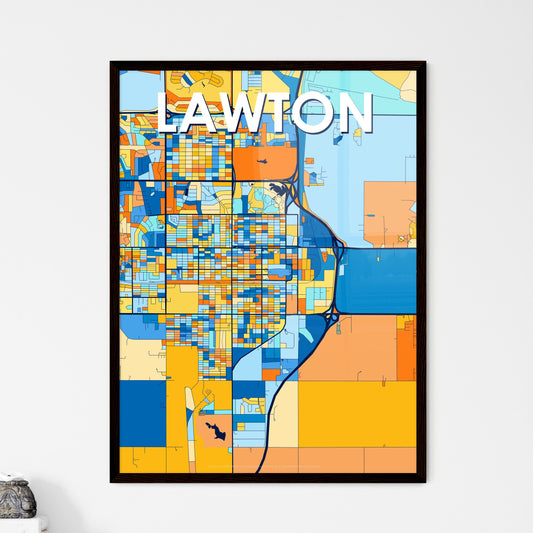 LAWTON OKLAHOMA Vibrant Colorful Art Map Poster Blue Orange