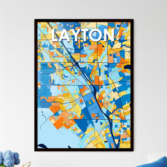 LAYTON UTAH Vibrant Colorful Art Map Poster Blue Orange