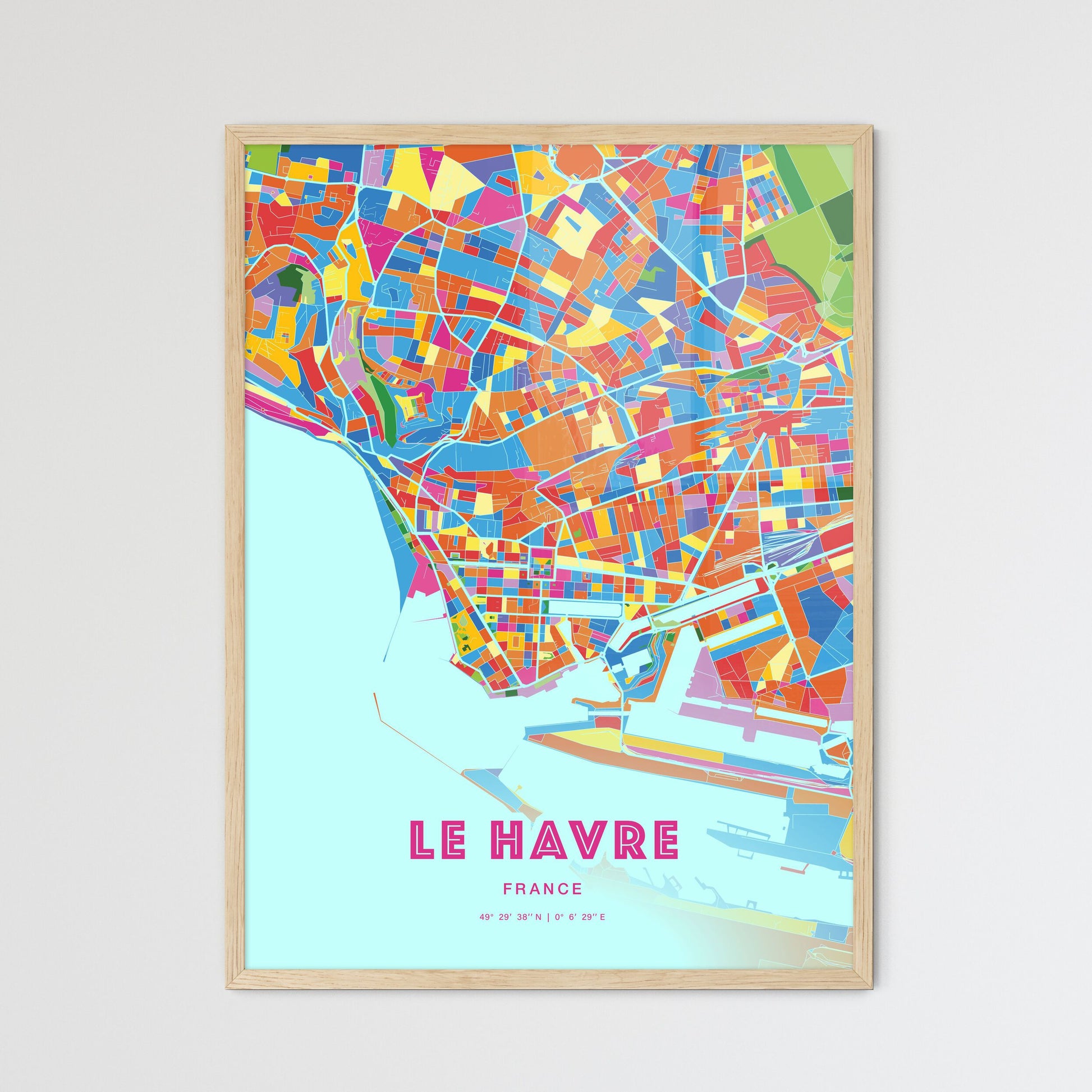 Colorful Le Havre France Fine Art Map Crazy Colors
